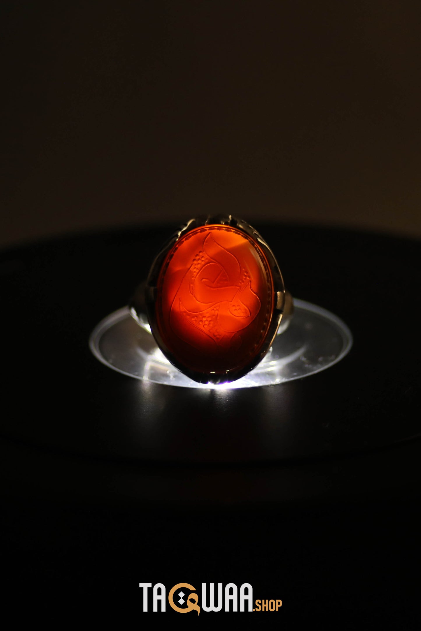 Silver Ring with Red Yemeni Agate – Featuring 'YA ALI' Inscription