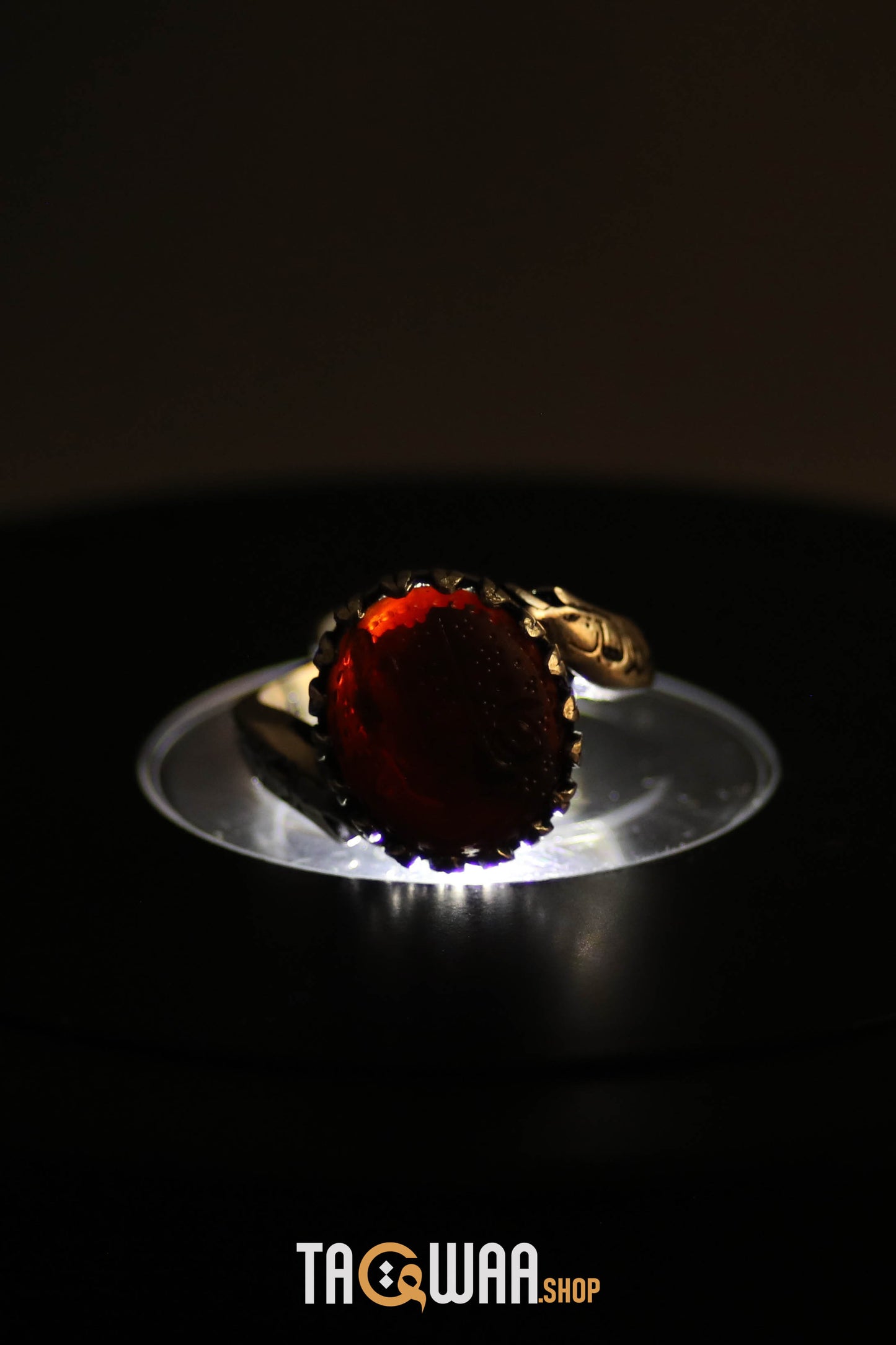 Timeless Men's Silver Ring with Yemeni Brown Aqeeq – 'ALI & FATIMA' Engraving, Adjustable Elegance