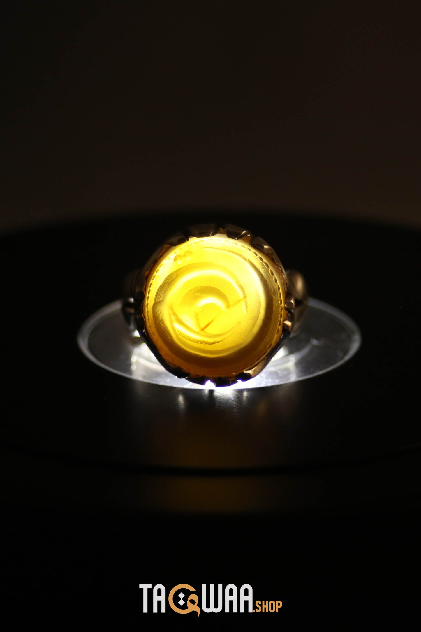 Artisan Silver Ring with Orange Yemeni Agate & 'ALI' Inscription