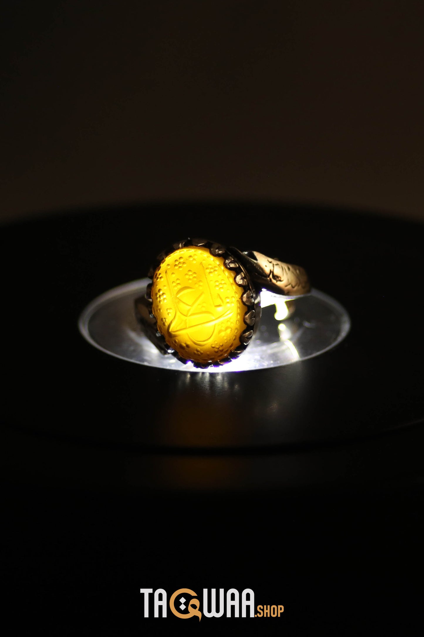 YEMENI ORANGE AQEEQ STERLING SILVER RING FOR MEN FREE SIZE يا علي