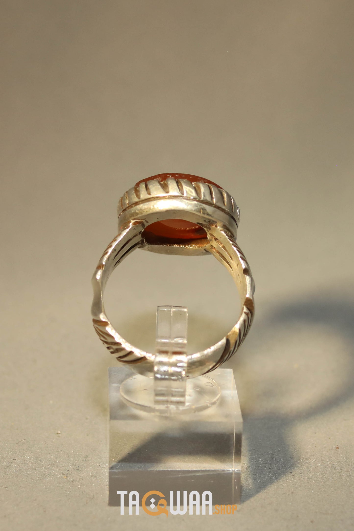Artisan Silver Ring with Yemeni Agate & 'HUSSEIN MOWLA' Inscription