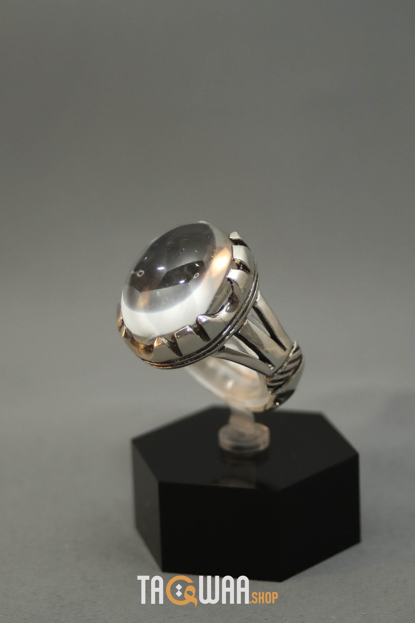 Silver Ring with Oval Dur Al Najaf Stone