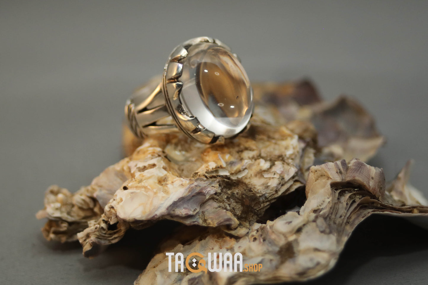 Silver Ring with Oval Dur Al Najaf Stone
