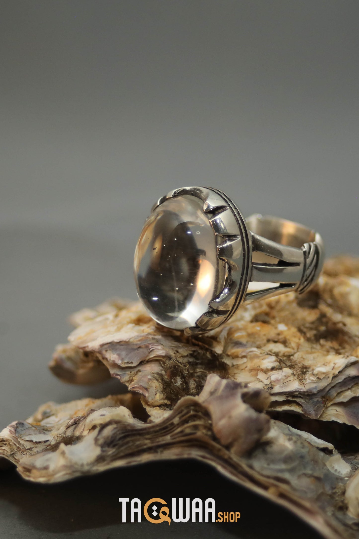 Silver Ring with Oval Dur Al Najaf Stone