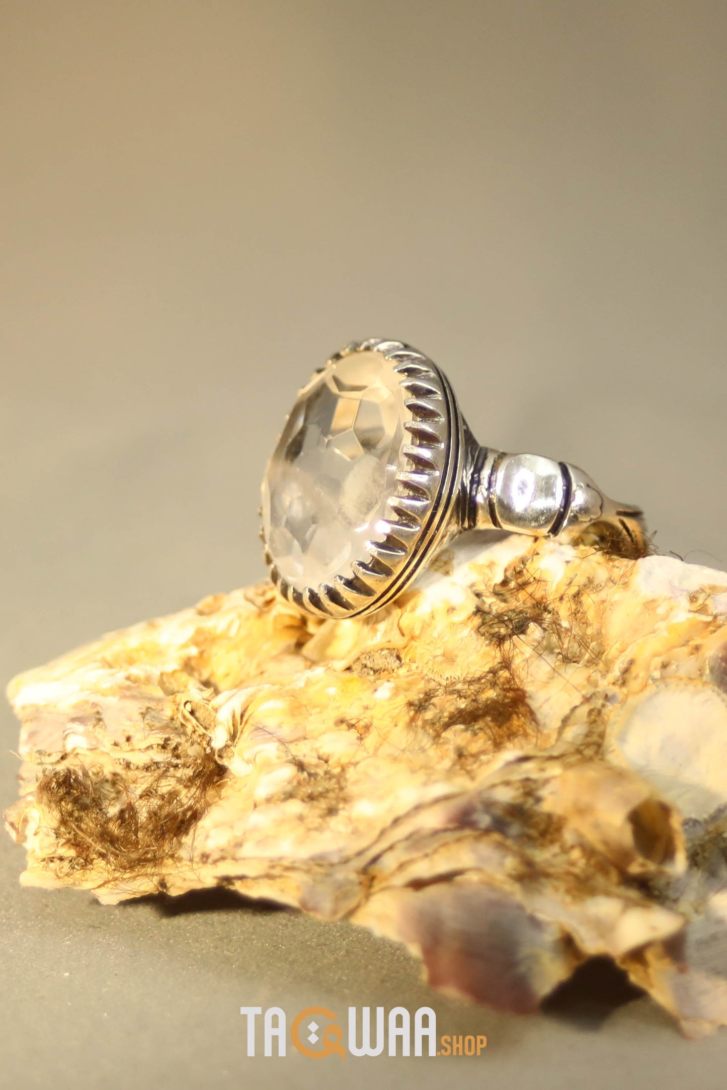 Elegant Silver Ring with Dur Al Najaf Stone