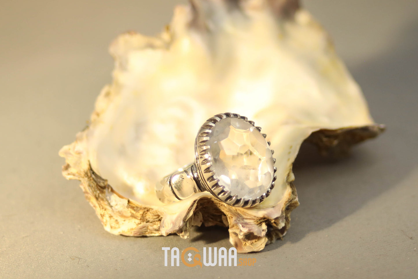 Elegant Silver Ring with Dur Al Najaf Stone