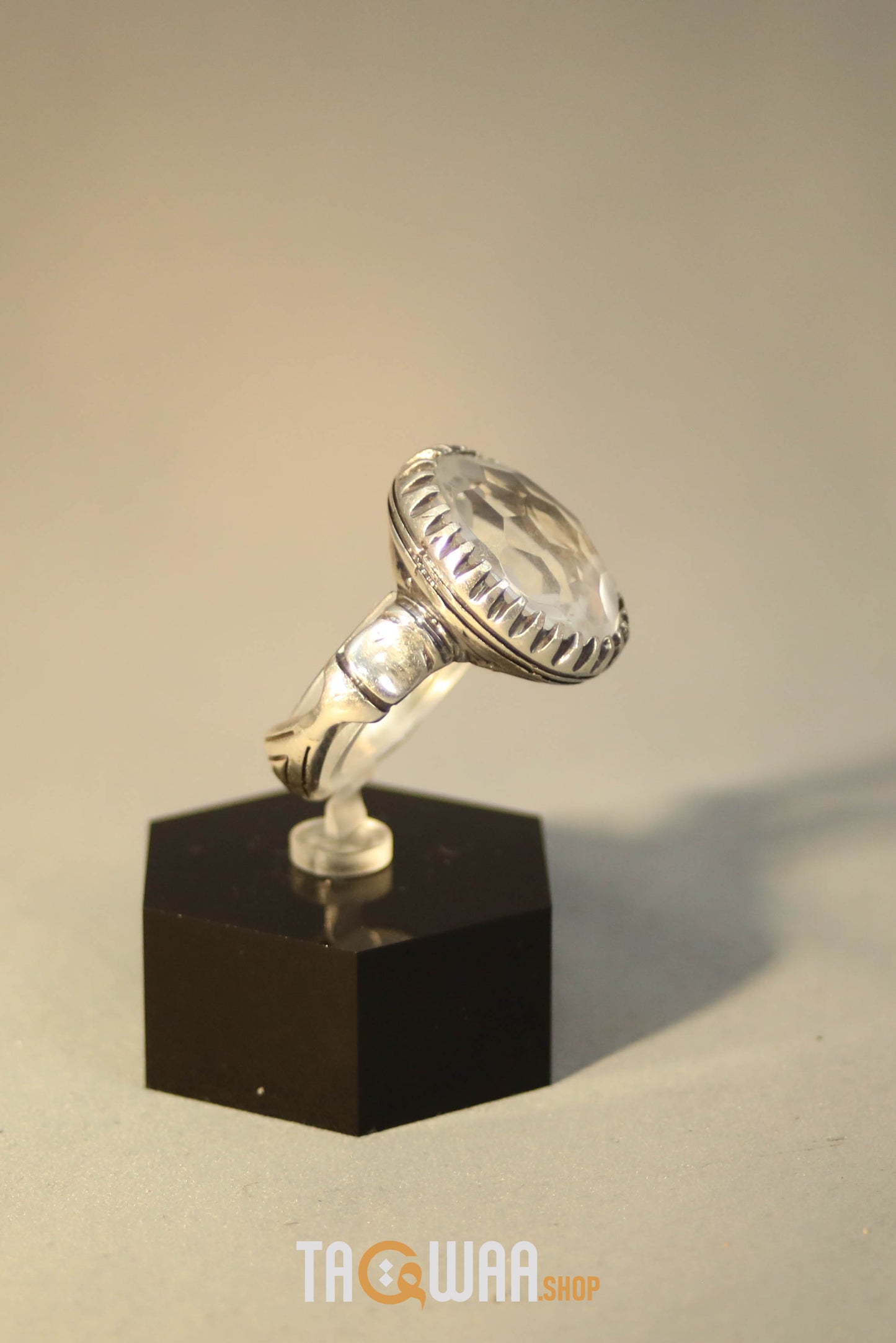 Elegant Silver Ring with Dur Al Najaf Stone