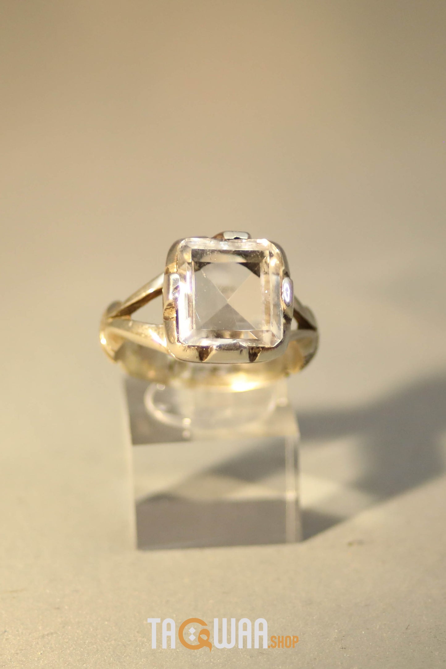 Elegant Silver Ring with Square Dur Al Najaf Stone