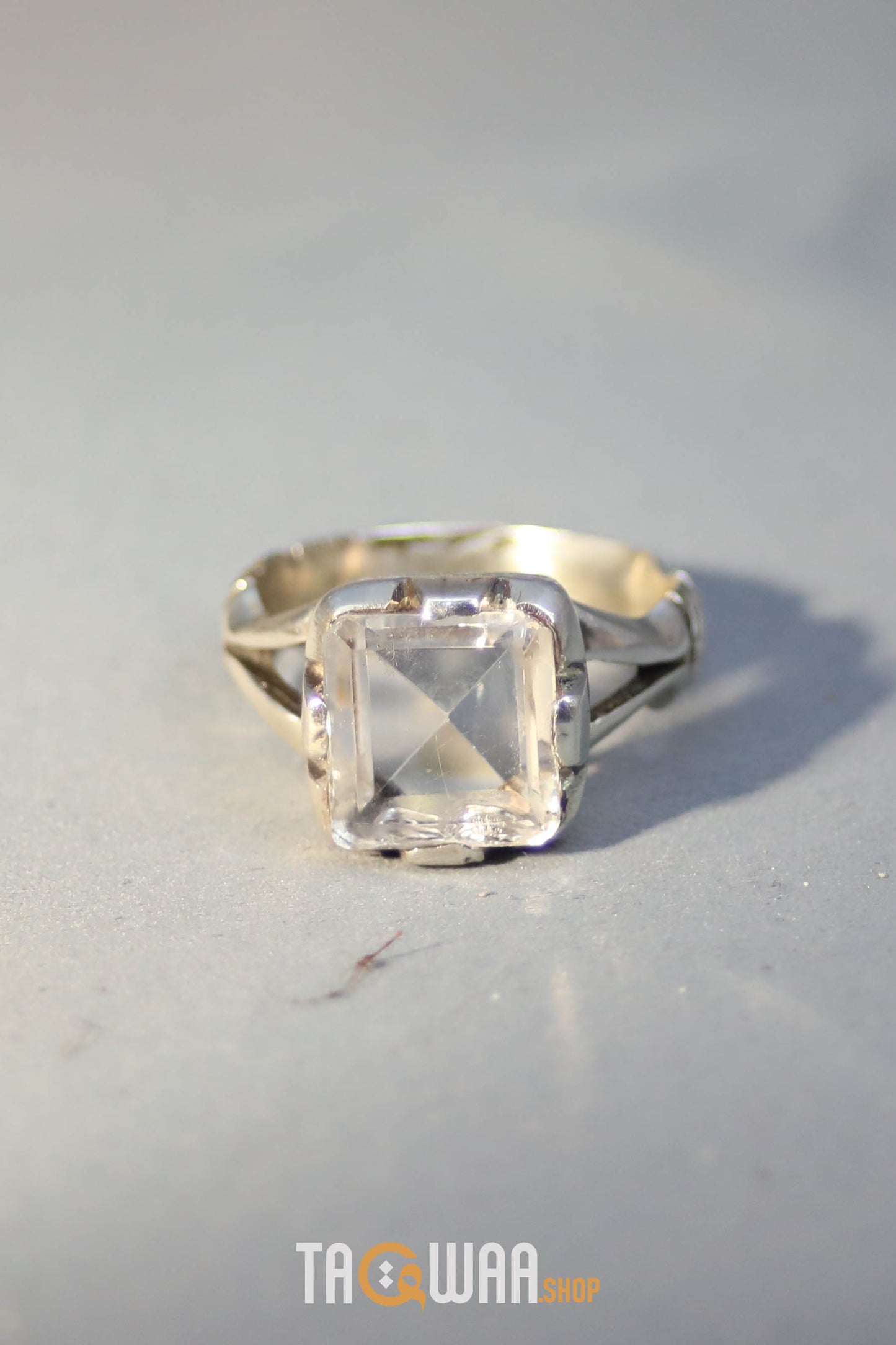 Elegant Silver Ring with Square Dur Al Najaf Stone