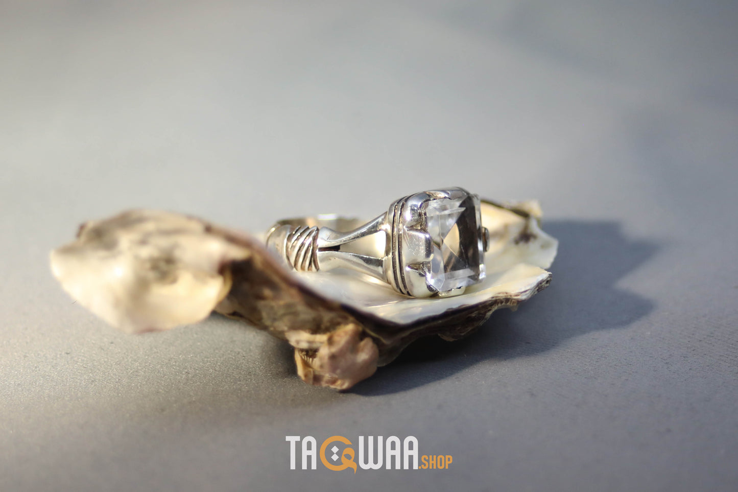 Elegant Silver Ring with Square Dur Al Najaf Stone