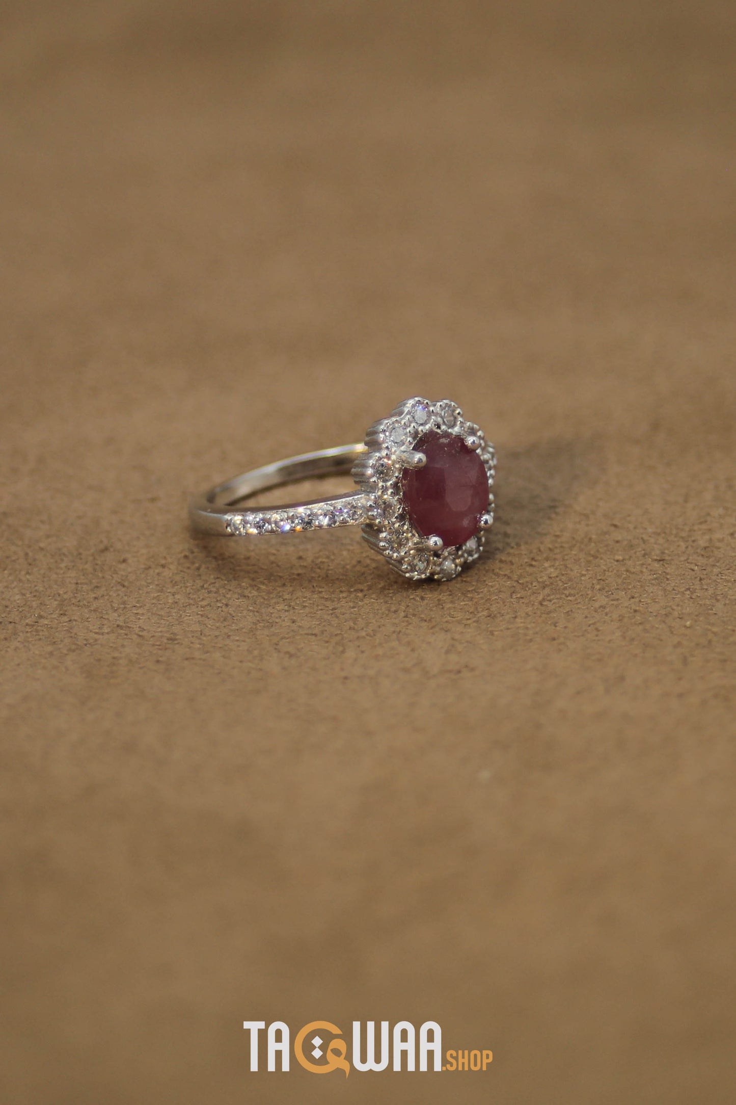 Elegant African Ruby Silver Ring