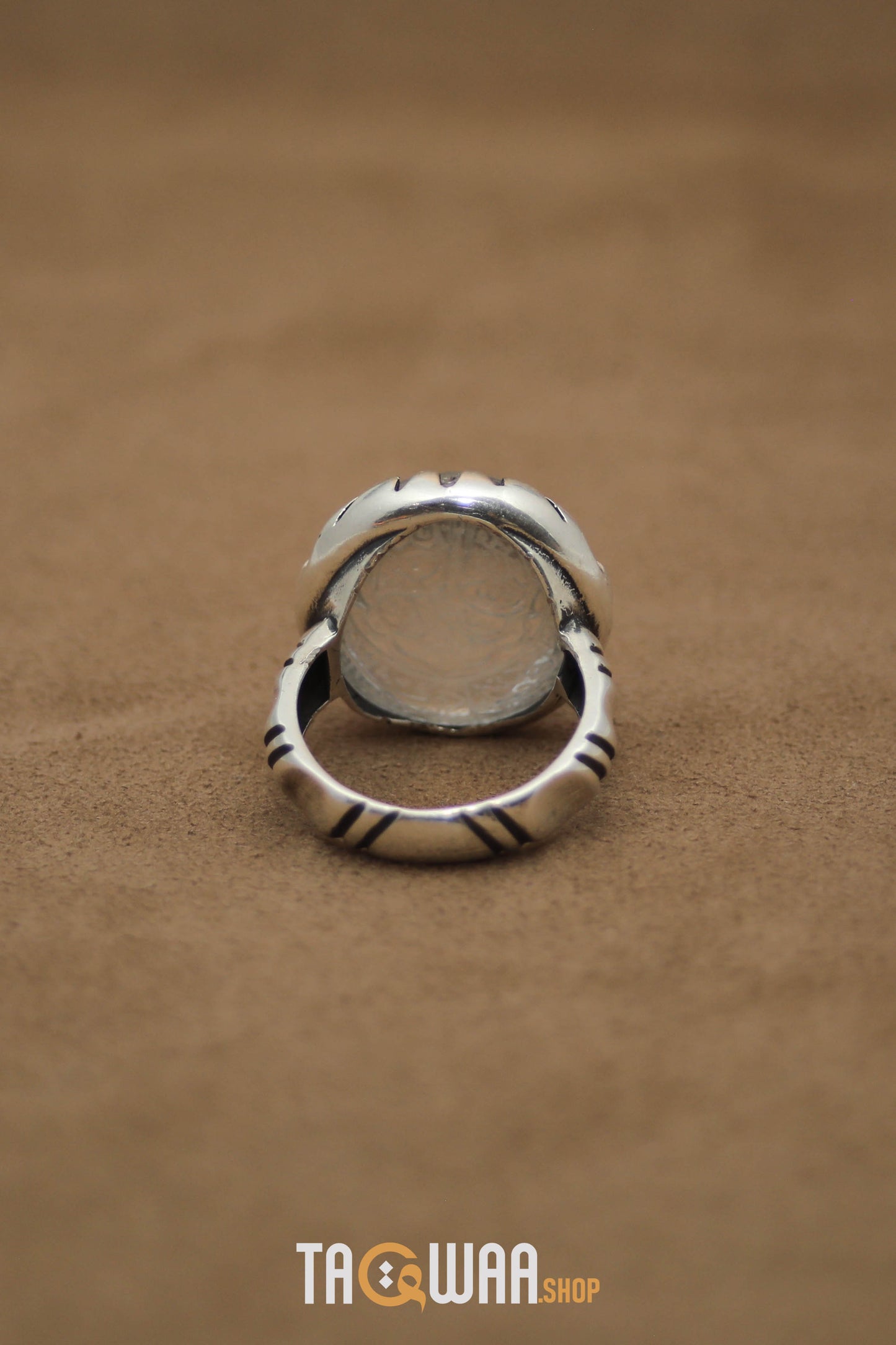 Silver Ring with Oval Dur Al Najaf Stone