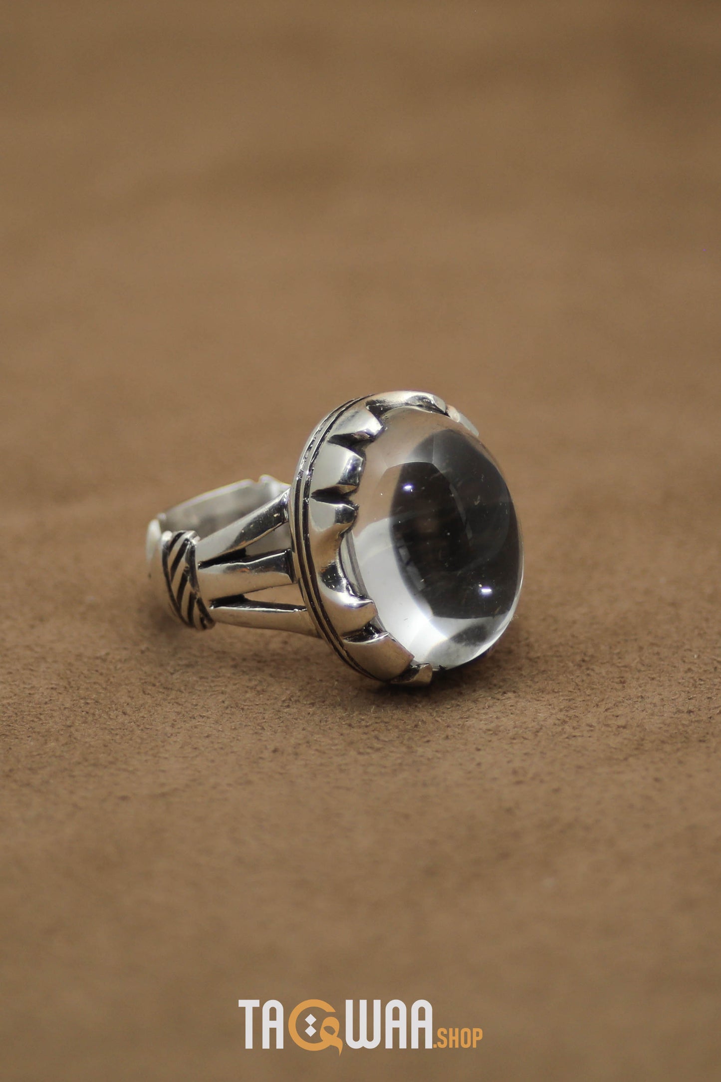 Silver Ring with Oval Dur Al Najaf Stone