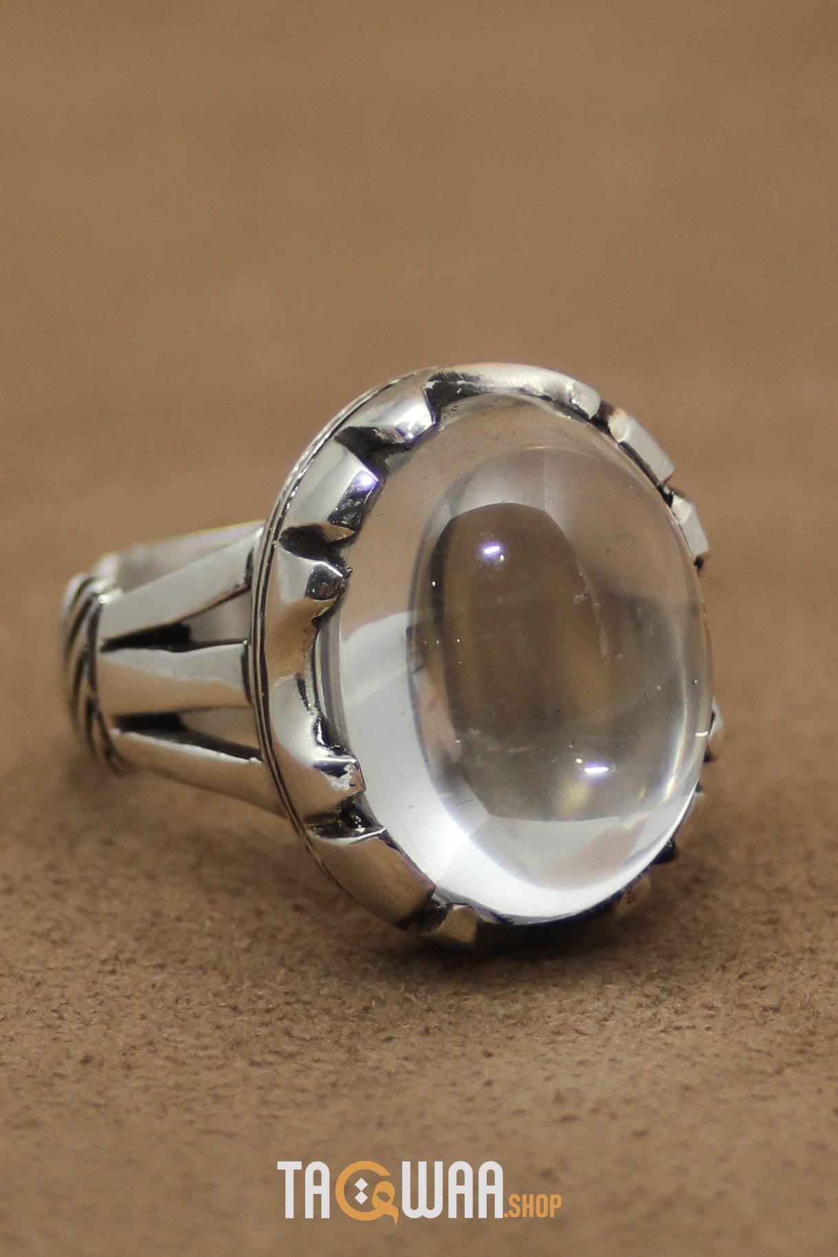 Silver Ring with Oval Dur Al Najaf Stone