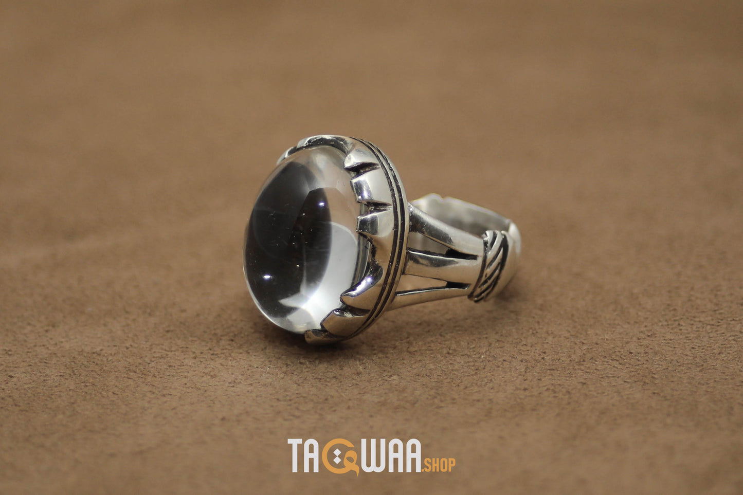 Silver Ring with Oval Dur Al Najaf Stone
