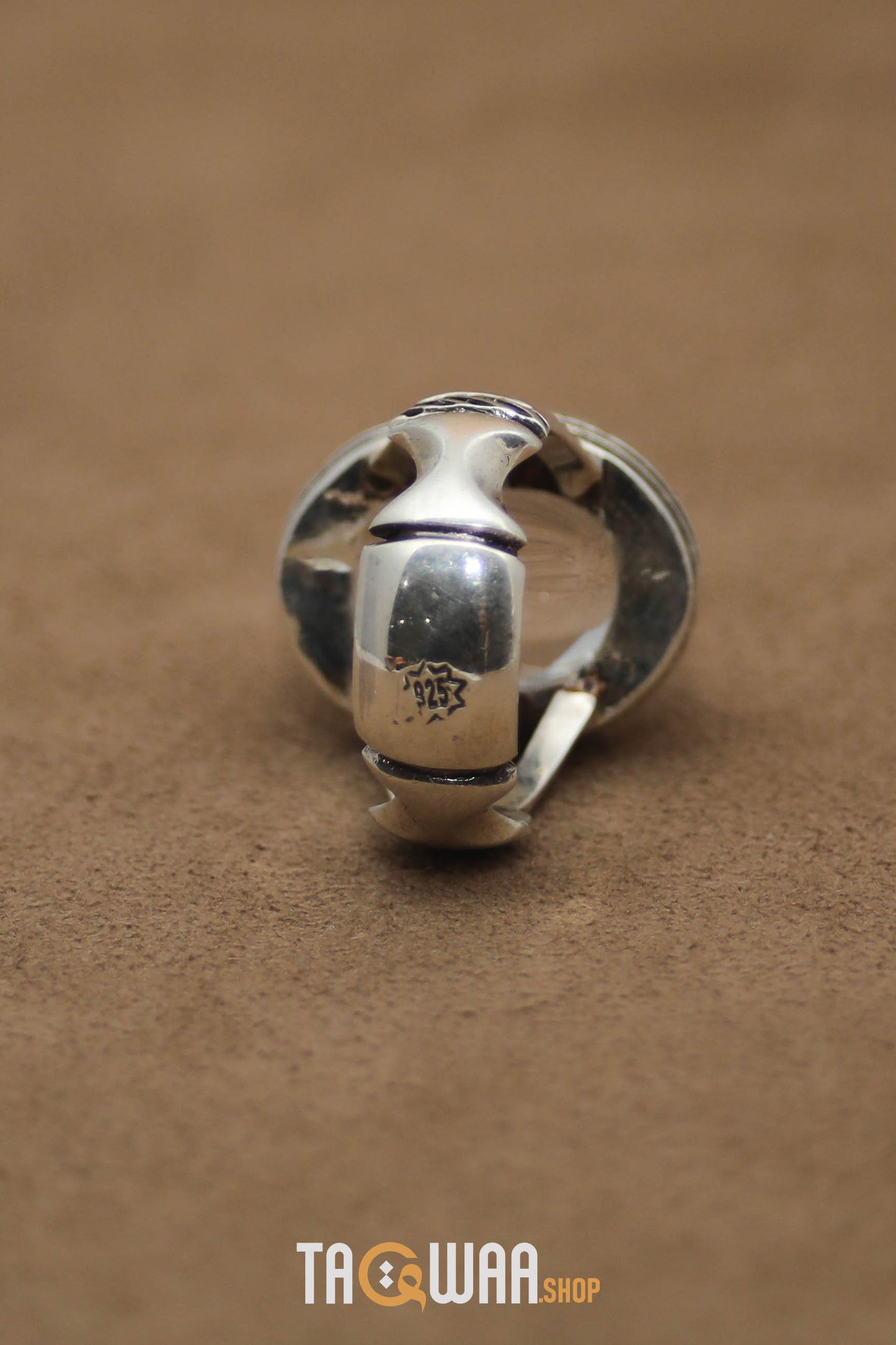 Silver Ring with Oval Dur Al Najaf Stone