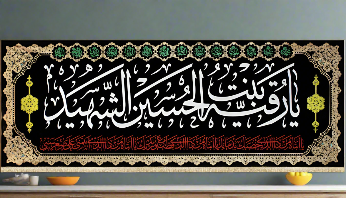Islamic Shia Wall Banner - Ya Ruqayya Bint Al-Hussain Al-Shaheed (90x240cm)