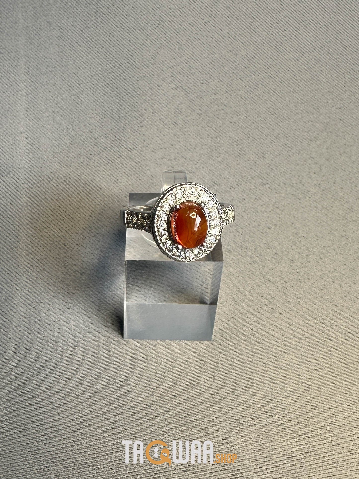 Sterling Silver Ring with Genuine Yemeni Brown Agate