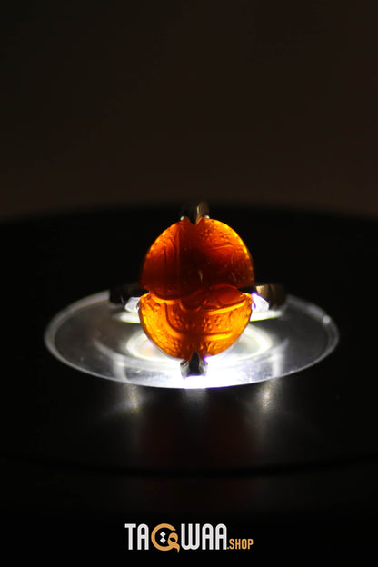 Handcrafted Silver Ring with Red Yemeni Agate and 'YA ABBAS' Engraving