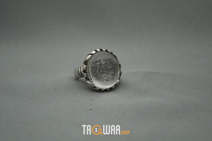 Shia Identity Silver Ring with Dur Alnajaf Stone – Engraved with Nadi Ali Dua and 'Ali Wali Allah