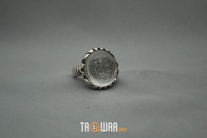 Shia Identity Silver Ring with Dur Alnajaf Stone – Engraved with Nadi Ali Dua and 'Ali Wali Allah