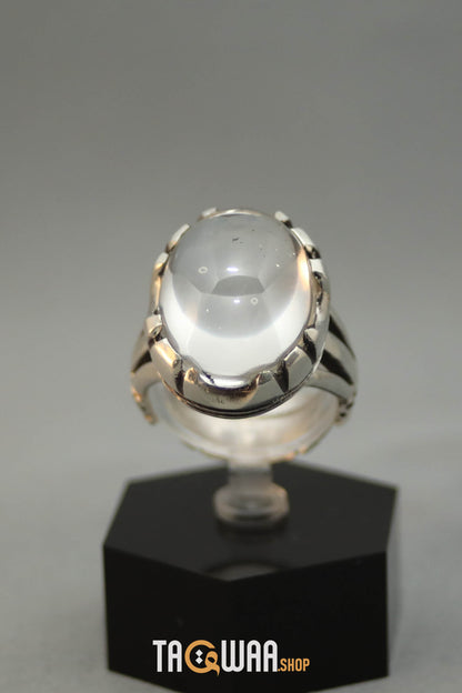 Silver Ring with Oval Dur Al Najaf Stone
