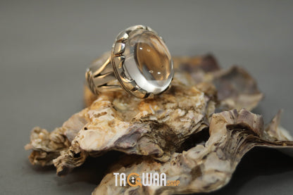 Silver Ring with Oval Dur Al Najaf Stone