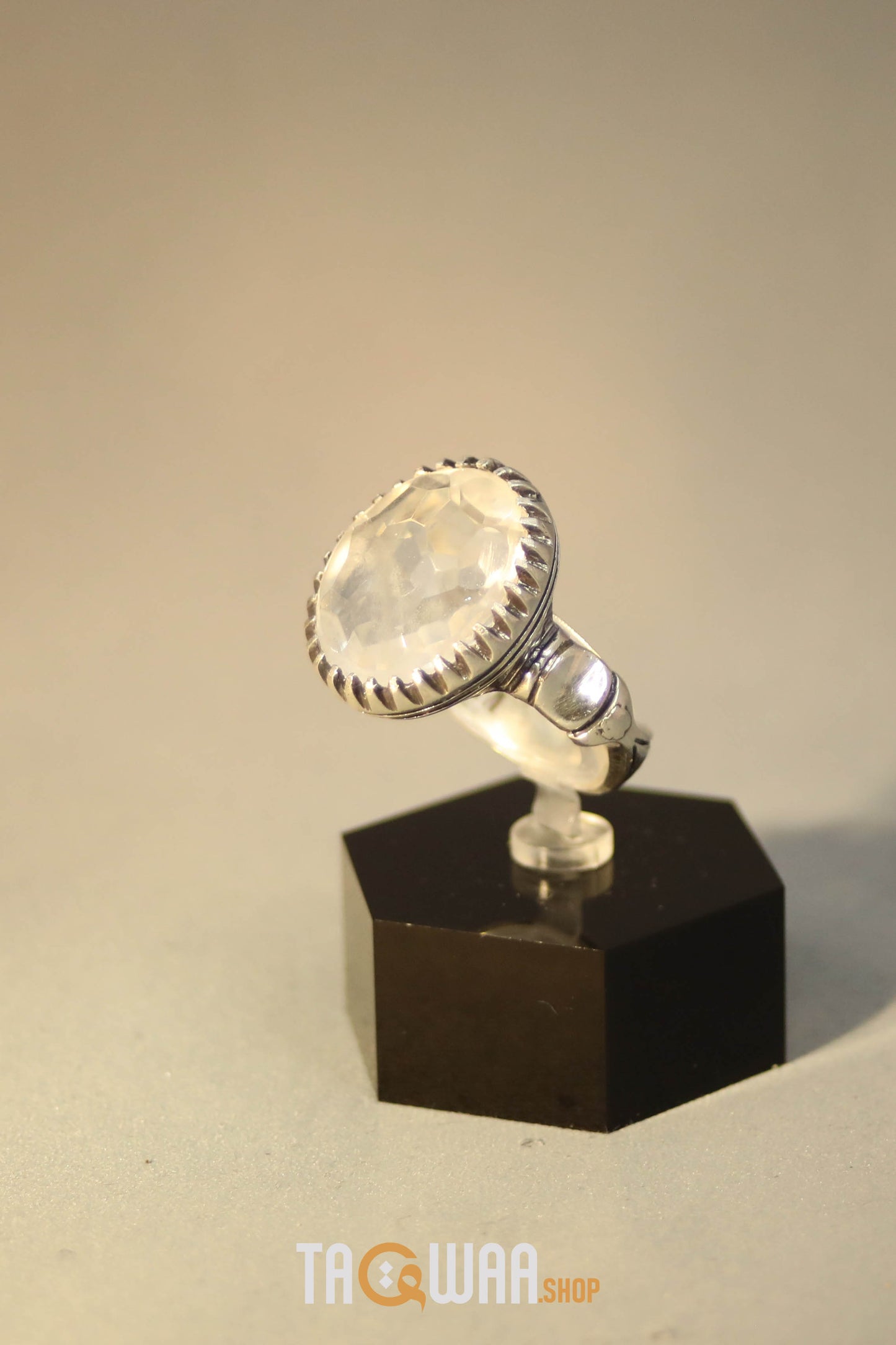 Elegant Silver Ring with Dur Al Najaf Stone