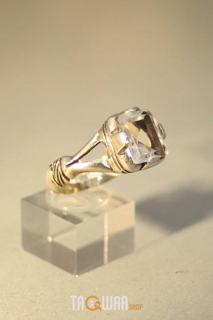 Elegant Silver Ring with Square Dur Al Najaf Stone