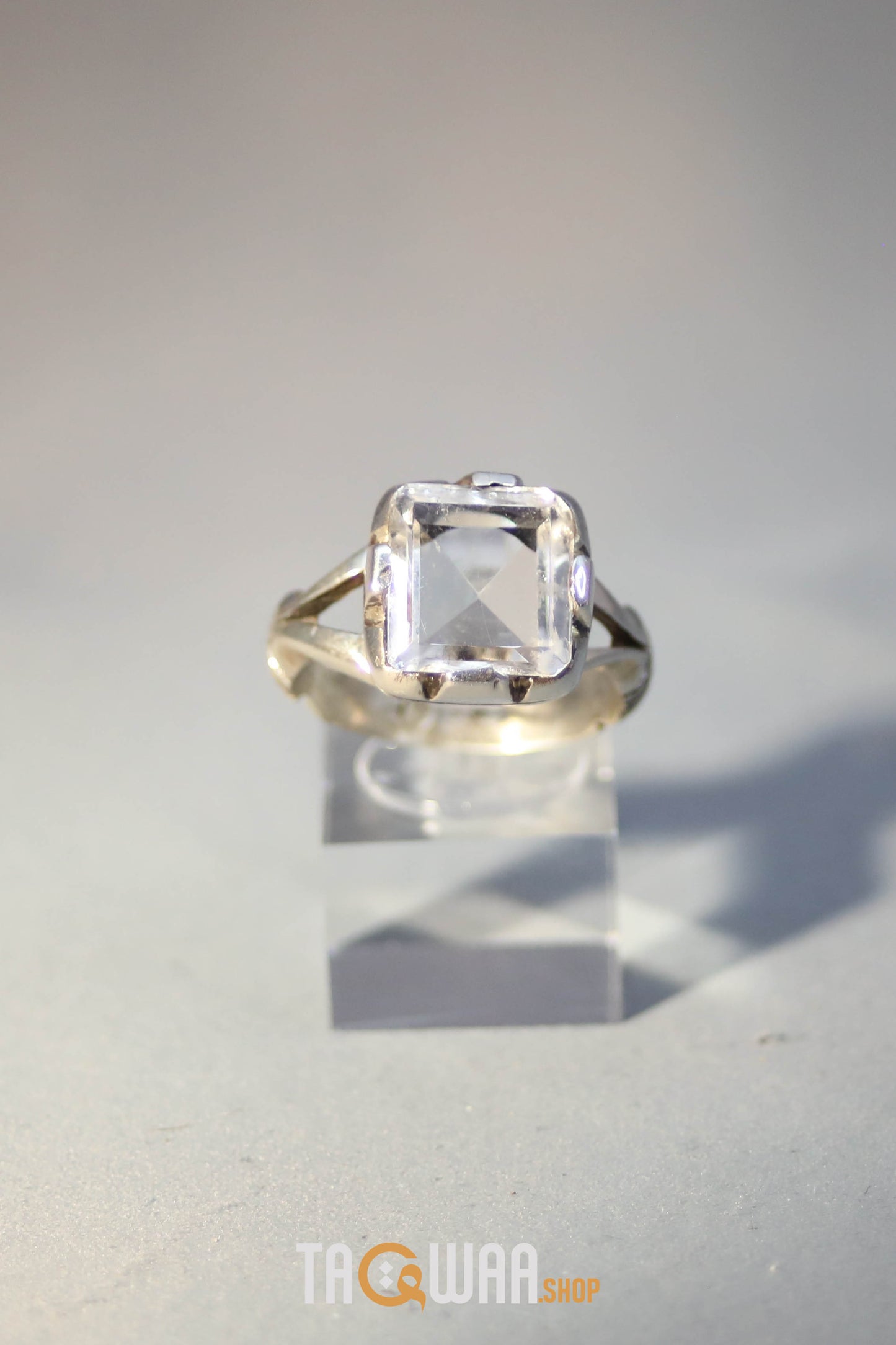 Elegant Silver Ring with Square Dur Al Najaf Stone