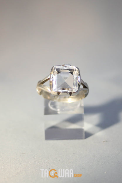 Elegant Silver Ring with Square Dur Al Najaf Stone