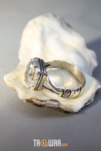 Elegant Silver Ring with Square Dur Al Najaf Stone