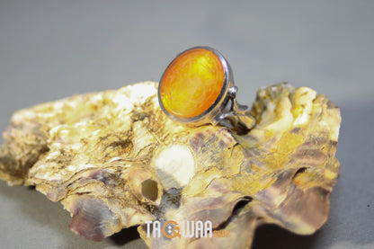 Timeless Men's Silver Ring with Yemeni Orange Aqeeq – Engraved with 'حسبي الله