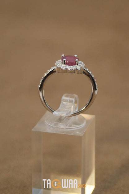Elegant African Ruby Silver Ring
