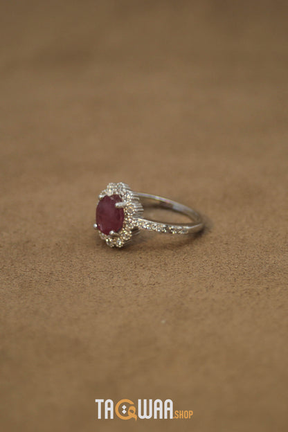 Elegant African Ruby Silver Ring