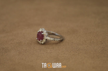 Elegant African Ruby Silver Ring