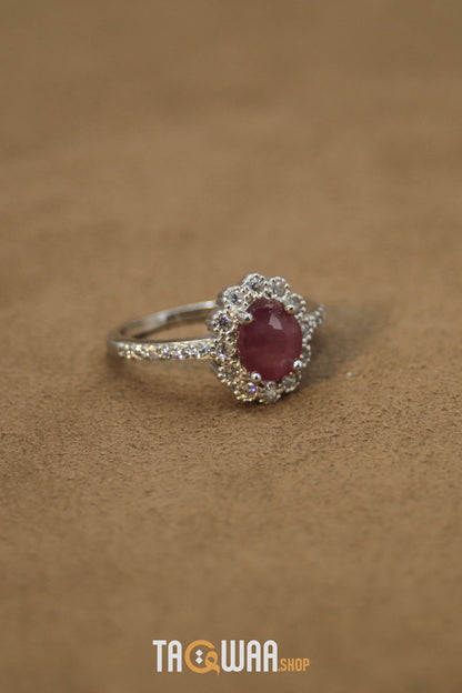 Elegant African Ruby Silver Ring