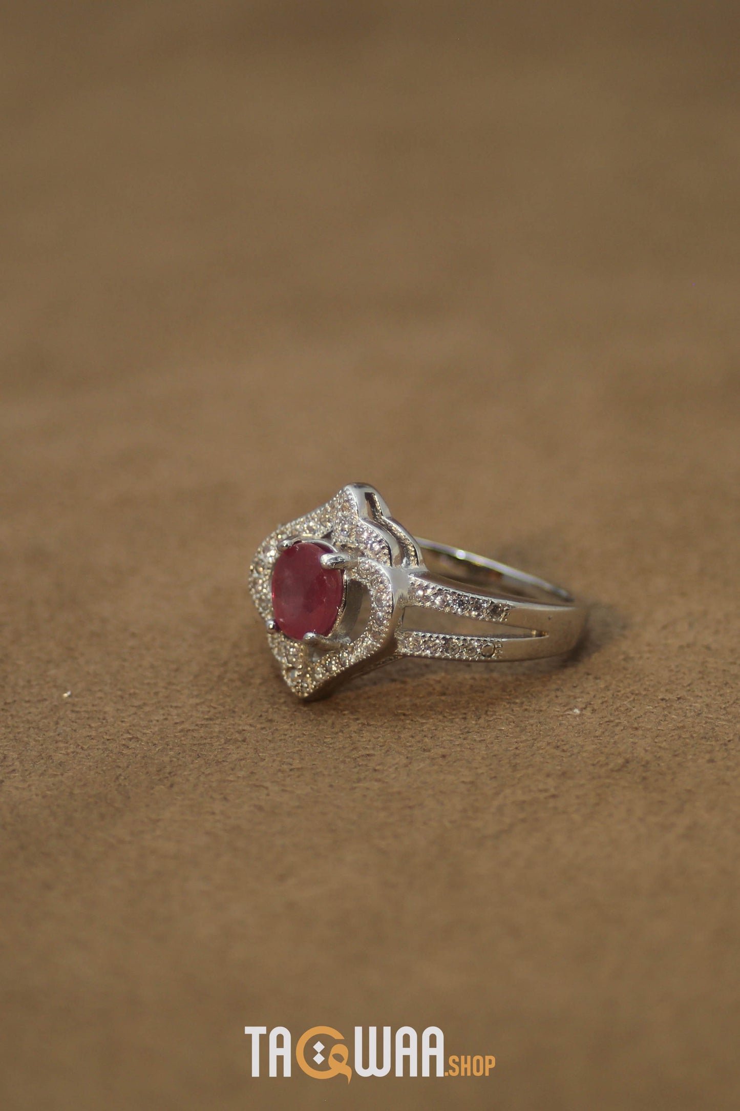 Elegant African Ruby Silver Ring