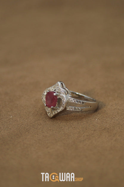 Elegant African Ruby Silver Ring