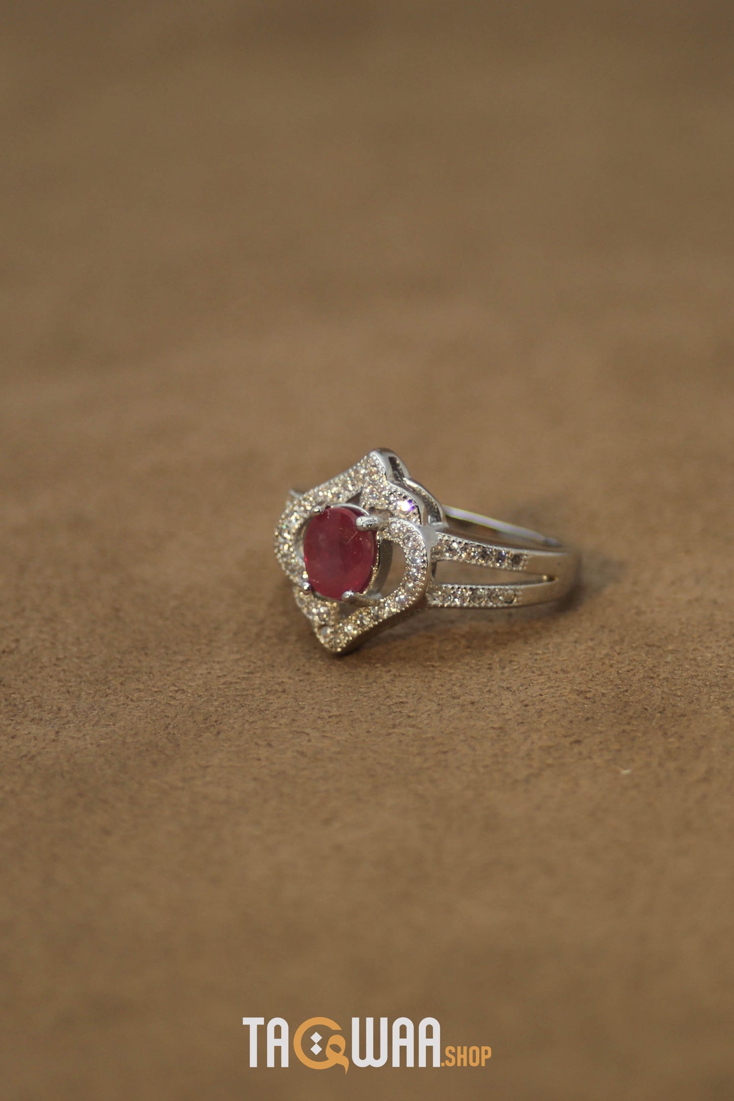 Elegant African Ruby Silver Ring