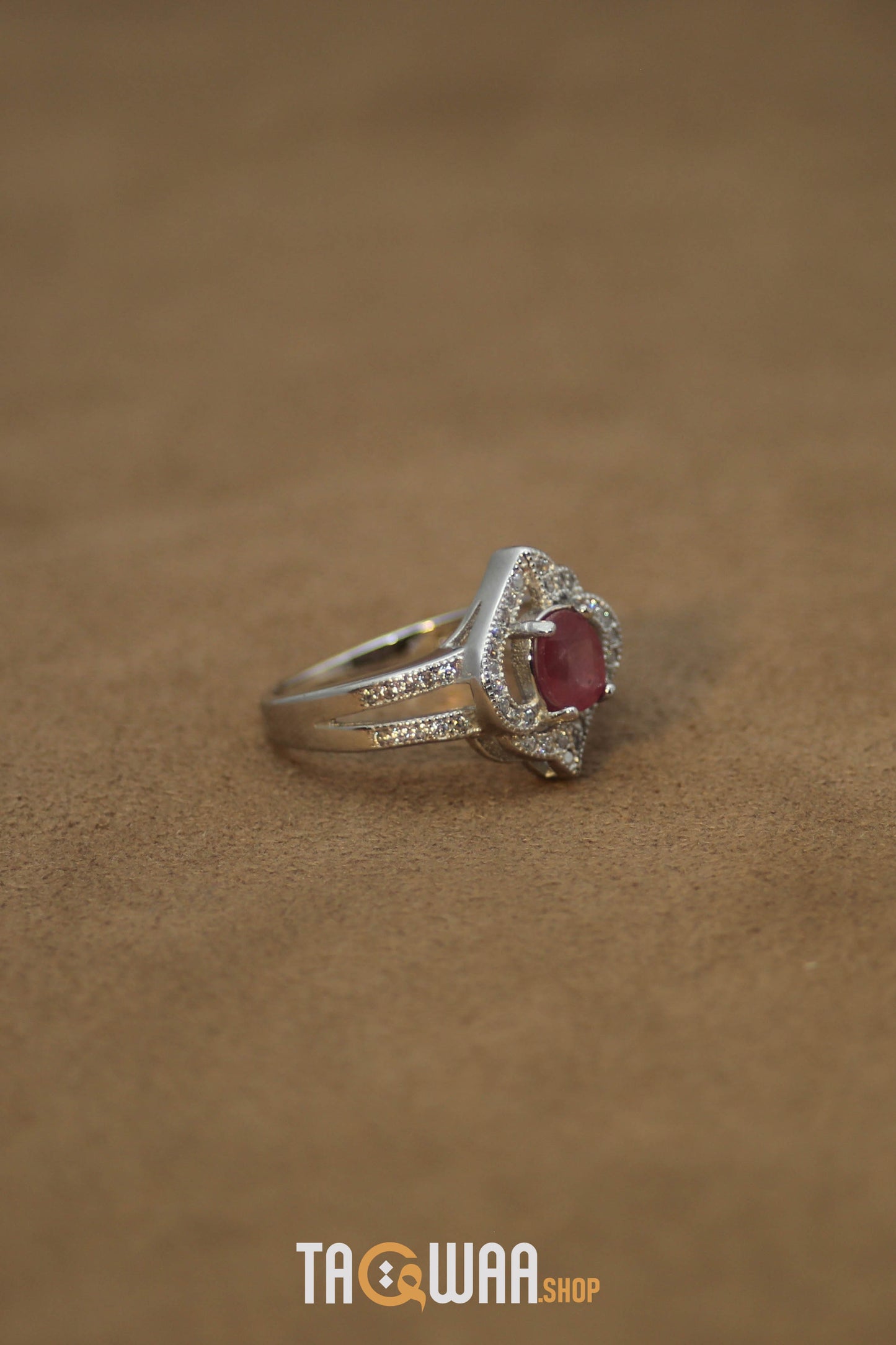 Elegant African Ruby Silver Ring