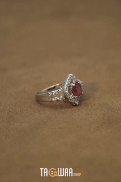 Elegant African Ruby Silver Ring