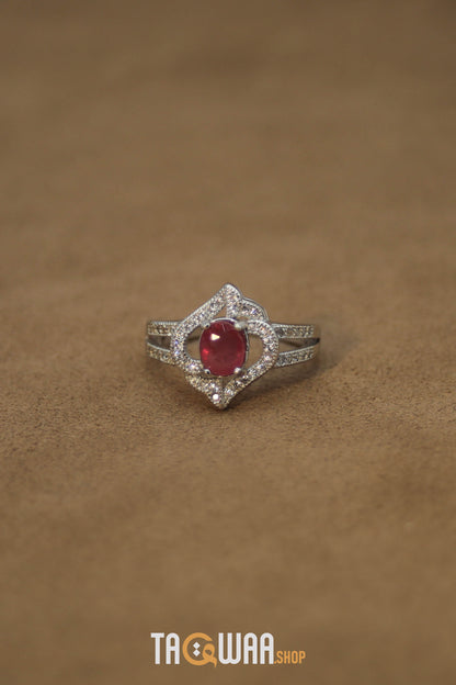 Elegant African Ruby Silver Ring
