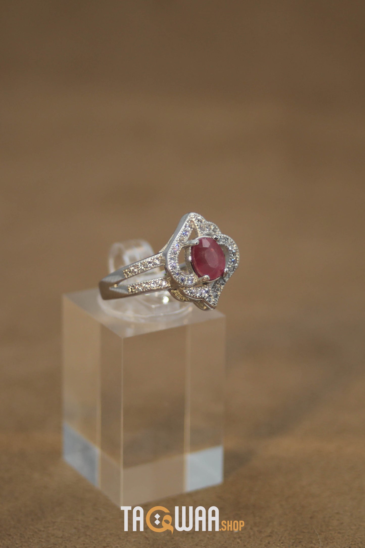 Elegant African Ruby Silver Ring
