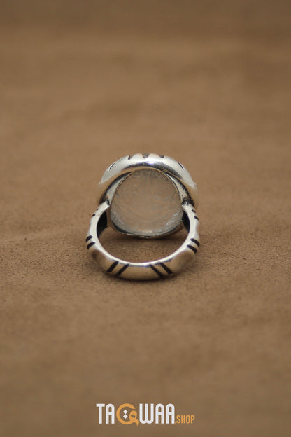 Silver Ring with Oval Dur Al Najaf Stone