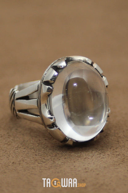 Silver Ring with Oval Dur Al Najaf Stone