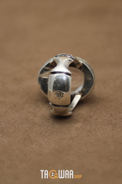 Silver Ring with Oval Dur Al Najaf Stone