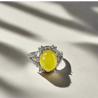 YEMENI YELLOW AQEEQ STERLING SILVER RING FOR WOMEN