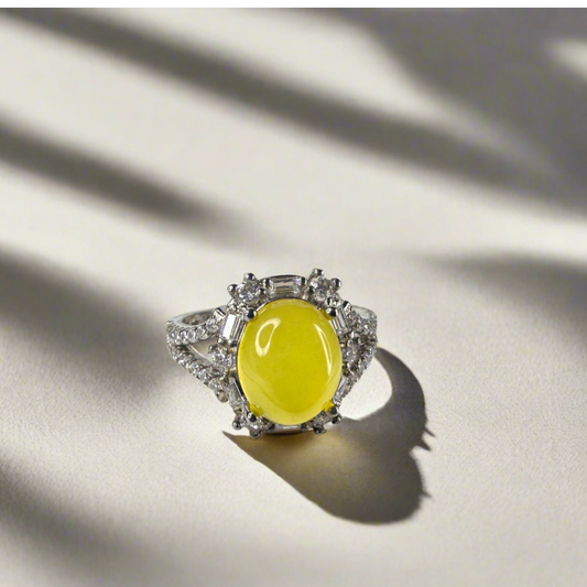 YEMENI YELLOW AQEEQ STERLING SILVER RING FOR WOMEN