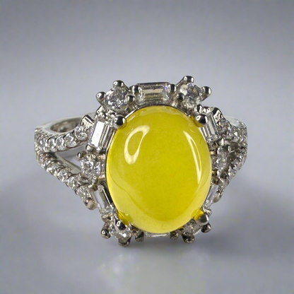 YEMENI YELLOW AQEEQ STERLING SILVER RING FOR WOMEN